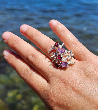 Gemstones Entangled in Coral